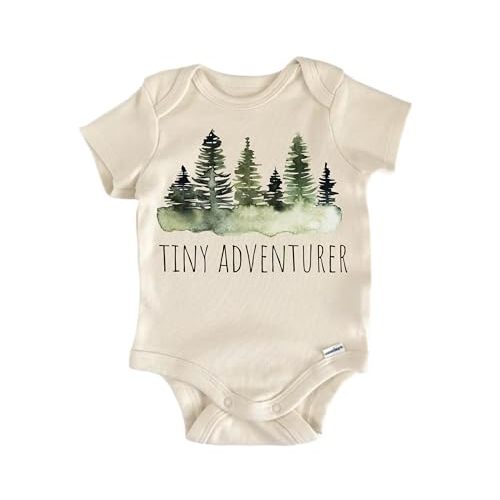 NOFO VIBES Tiny Adventure Travel Baby Bodysuit –Cute Infant Outfit, Unisex Cotton Baby Clothes, Short Sleeve Newborn Bodysuit