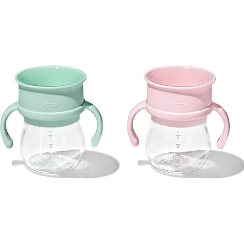 OXO Tot Transitions 360 Cup 6 oz. with Handles - Opal and Blossom - 2 pack