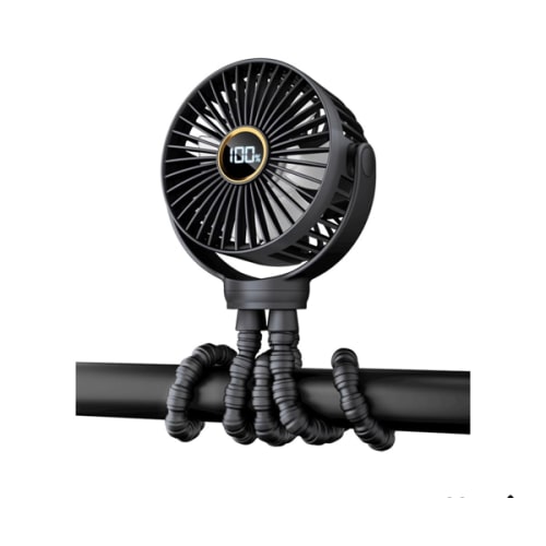 Amazon.com: Portable Stroller Mini Fan, Small Rechargeable Personal Fan, Baby Travel Essentials for Wagon, Car Seat, Treadmill, Battery Powered Biking Gear Accessories, 360° Rotation, 3-Speed, Display, Black