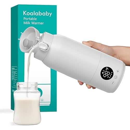 Koalababy Portable Bottle Warmer – Fast Heating Milk Warmer for Travel, Breast Milk & Formula, 17oz Leak-Proof Stainless Steel, IPX6 Waterproof, Rechargeable with Long Battery Life