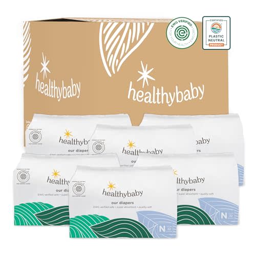Our Diapers | EWG Verified Safe & Plant-Based Diapers | Leak Protection | Soft Organic Cotton Shell | Chlorine-Free Diaper for Sensitive Skin | Size Newborn (<10 lbs) 192 Count