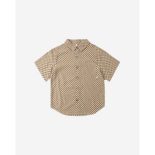 Collared Short Sleeve Shirt Ocre Check