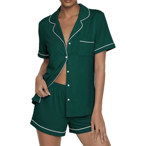 Ekouaer Womens Pajama Sets Button Up Pjs 2 Piece Short Sleeve Sleepwear