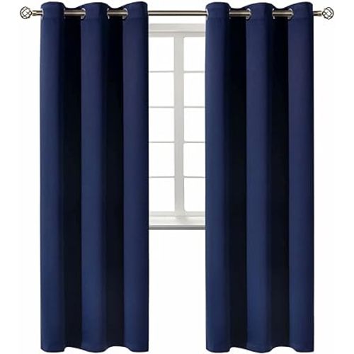 BGment Blackout Curtains 84 inches Long - Grommet Thermal Insulated Room Darkening Window Curtains for Bedroom, Set of 2 Panels (42 x 84 Inch, Navy Blue)