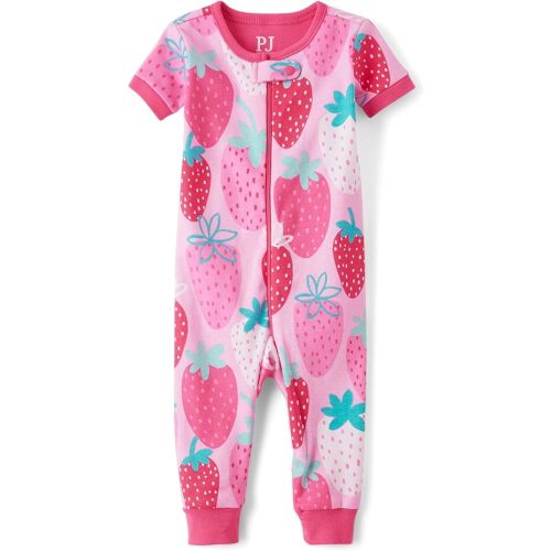 The Children's Place baby-girls And Newborn 100% Cotton Short Sleeve Zip Front One Piece Footless Pajamas