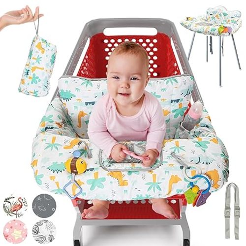 PILLANI Shopping Cart Cover for Baby, High Chair Cover for Restaurant Seat - Grocery Cart Cover for Baby Girl and Boy, Comfortable Cotton Buggy Covers for Babies - Padded Toddler Shopping Cart Cover