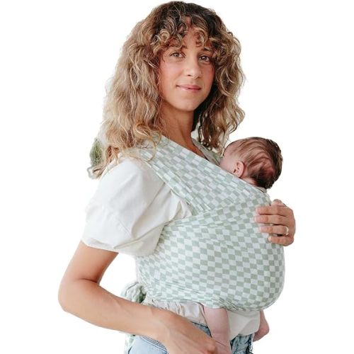 Solly Baby Wrap Carrier, Newborn to Toddler 8-25 Lbs., Buttery-Soft & Lightweight Fabric, Postpartum Essential, Mother’s Day Gift for New Moms, Fern Chequer