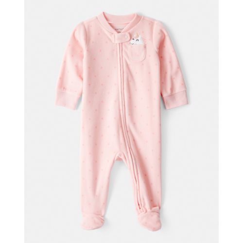 Baby Girl Unicorn Print Loose Fit Long-Sleeve Sleep & Play Pajamas - Pink - Carter's | Carter's