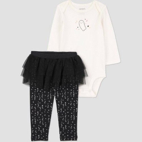 Carter's Just One You® Baby Girls' 2pc Ghost Tutu Set - Black/White 12M