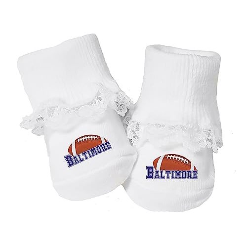 Future Tailgater Baby Toe Bootie Socks with Lace for Baltimore Fans