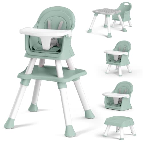 Kinder King 8 in 1 Baby High Chair for Babies and Toddlers, Booster Chair | Coverts to Dining Booster/Kids Table & Chair Set/Toddler Building Block Table/Kids Stool, Removable Tray, Double Seat Cover