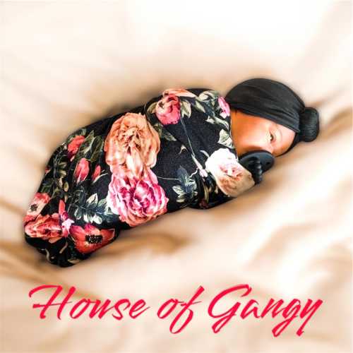 Newborn Bringing Home Baby Girl Set Purple Floral on Black RAYON SPANDEX Swaddle Set with Headband and Turban Knot Hat Options