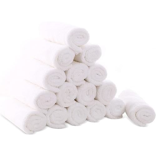 Cute Castle Ultra-Soft Baby Washcloths, 16 Pack - 9" by 9", Gentle on Sensitive Skin for Face and Body, Plush, Super Absorbent Wash Clothes for Girls and Boys, White