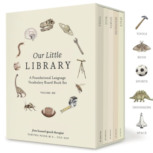 Our Little Library Vol. 3: Dinosaurs, Space, Tools, Bugs, and Sports Board Book Set for Boys & Girls (Tabitha Paige Children's Book Series)