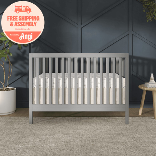 Dream On Me Synergy MOD 5-in-1 Convertible Crib, Converts from Baby Crib to Toddler Bed, Day Bed, Kids Bed and Full Size Bed, Three Adjustable Mattress Height Positions, Cool Gray