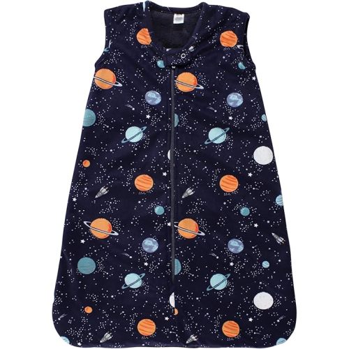 Hudson Baby Unisex Baby Plush Faux Fur Sleeping Bag, Wearable Blanket, Space, 0-6 Months