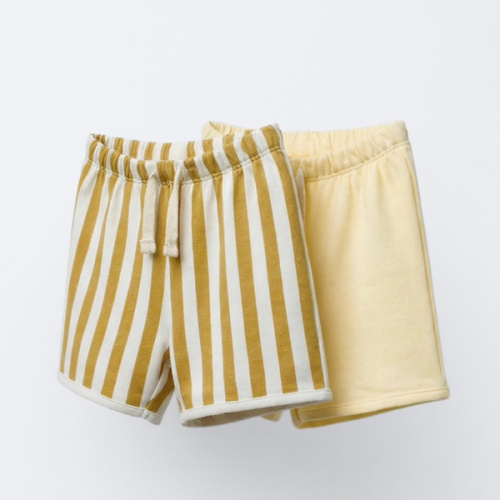 TWO-PACK OF STRIPED AND PLAIN BERMUDA SHORTS - Yellow | ZARA United States