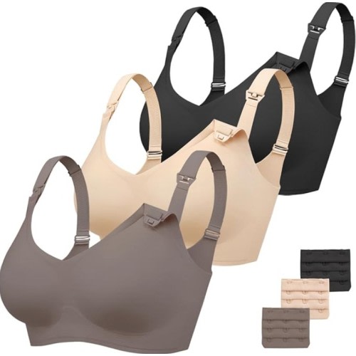 Vinfact 3 Pack Nursing Bras for Breastfeeding Comfort Maternity Bras for Pregnancy Wireless Seamless Breastfeeding Bras