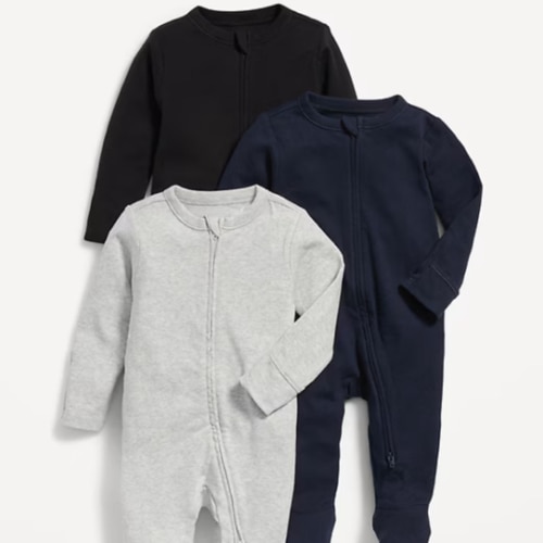 Unisex 3-Pack Sleep & Play 2-Way-Zip Footed One-Piece for Baby | Old Navy