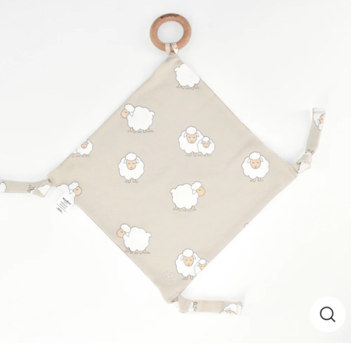 Lovey, Merino Wool and Organic Cotton with Removable Teething Ring, Sheep
