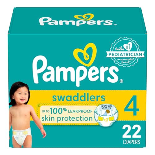 Pampers Baby Diapers - Swaddlers - Size 4, 22 Count, Ultra Absorbent Disposable Infant Diaper