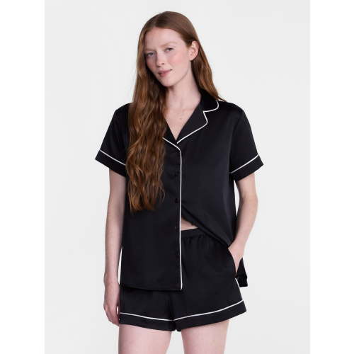 Joyspun Women’s Stretch Satin Sleep Top and Shorts, 2-Piece Set, Sizes XS to 3X