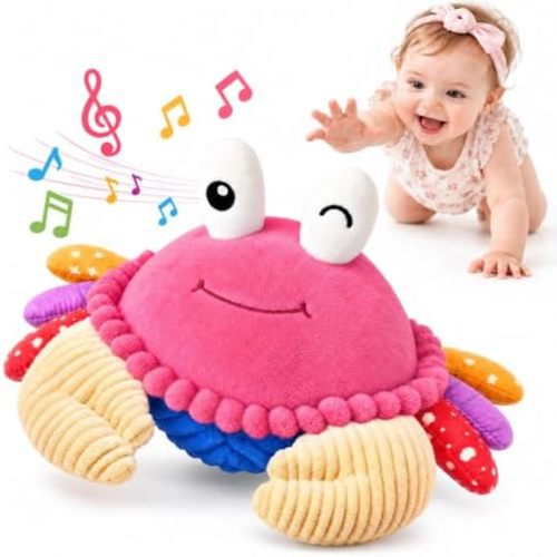 Pink Crawling Crab Toy, Interactive Musical Plush Gift