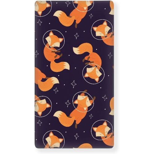 Red Fox Animals Fitted Crib Sheet Sleeping Fox Baby Crib Sheet Fit Standard Crib and Toddler Mattress,Crib Mattress Sheets for Boys Girls 28"x52"