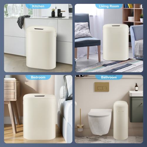 13 Gallon White Automatic Trash Can, Smart Garbage Can