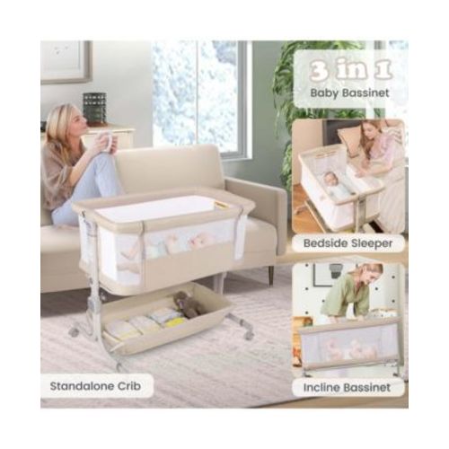 Baby Bassinet Bedside Sleeper with6-Level Adjustable Height