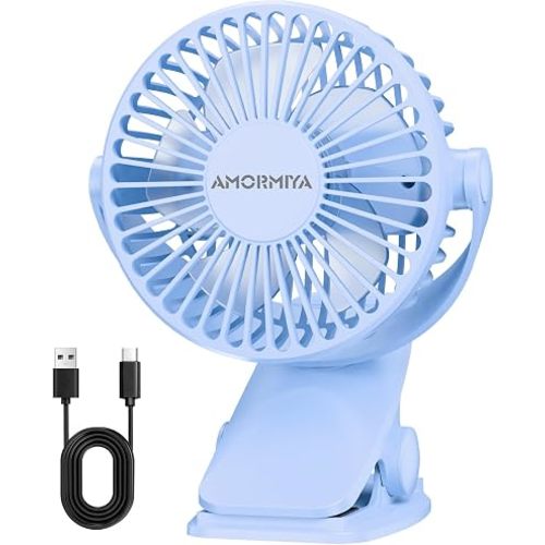 Portable Clip on Fan Rechargeable Mini for Desk Golf Camping Blue