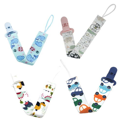 BESTSKY 4Pcs Pacifier Clip,Skin-Friendly Material, Soft and Comfortable Pacifier Holder