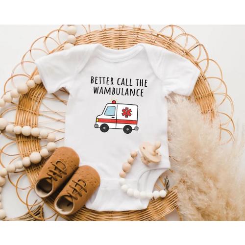 Better Call the Ambulance Baby Onesie®, EMT Baby Announcement Onesie, Paramedic Gift, Future EMS Star Outfit, Natural Baby Bodysuit