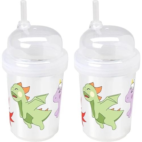 8 oz Zoomi Straw Sippy Cup, Dragon Fantasy Style, 2 Pack