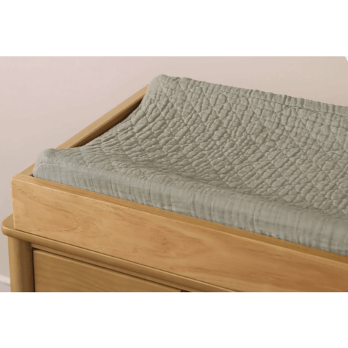 Quilted Changing Pad Cover in GOTS Certified Organic Muslin Cotton - Matcha