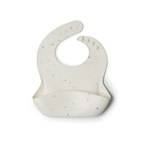 Silicone Bib Printed - Confetti Cream