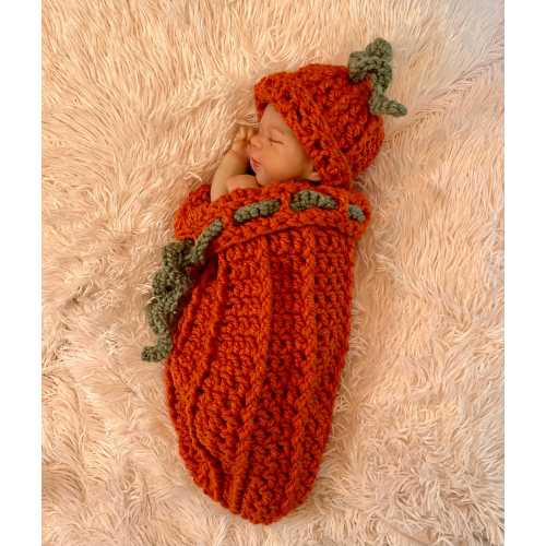 Crochet Pumpkin Cocoon | Newborn Photo Prop, Autumn Baby Shower Gift