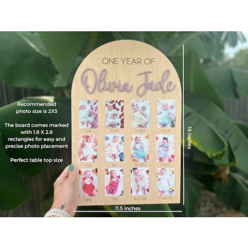 One Year of Photo Board, First Year Board, Baby's My First Year Sign, 12 Month Frame, Birthday Decor, 1st Birthday Photo Collage, - Etsy