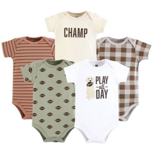 Hudson Baby Infant Boys Cotton Bodysuits 5-Pack, Play All Day, 0-3 Months
