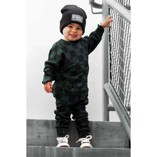 Organic Ribbed Set in Smoke + Midnight Emerald