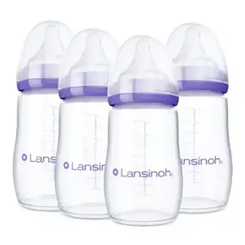 Lansinoh Anti-Colic Baby Bottles, 8 Ounces, 4 Count