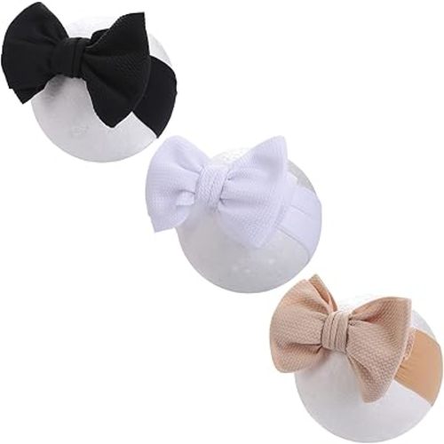 KIDOCHEESE Big Bows for Baby Girls Stretchy Nylon Headbands Oversized Hair Bows Large Hair Bands Hair Accessories for Newborn Infants Toddlers Kids