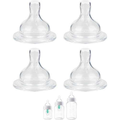 Silicone Nipple for Philips Avent Anti-Colic Baby Bottles, Flow 3, 3m+, Fast Flow, 4 Count