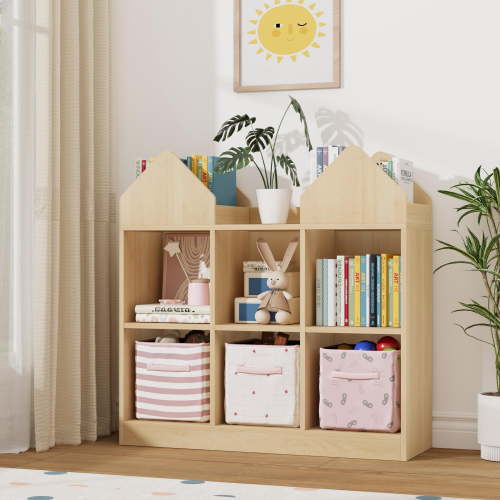 Kids Bookshelf, Kids Dollhouse Bookcase and Toy Storage Organizer, Montessori-Inspired Storage Cabinet for Kids Room, Playroom, Nursery, Classroom & Kindergarten