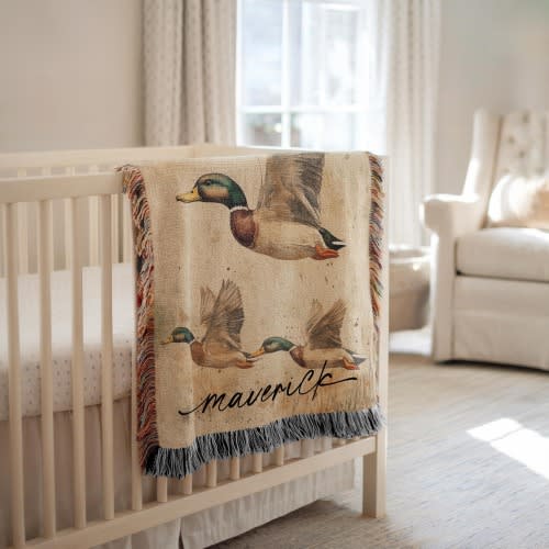 Personalized Mallard Duck Baby Blanket Mallard Duck Nursery Decor Baby Shower Gift Mallard Duck Baby Name Blanket Mallard Duck Nursery Gift
