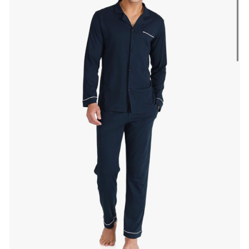 DAVID ARCHY Mens Pajamas Set Soft Cotton Notched Collar Pajamas for Men Long Sleeve Mens Sleepwear with Pockets & Front Fly
