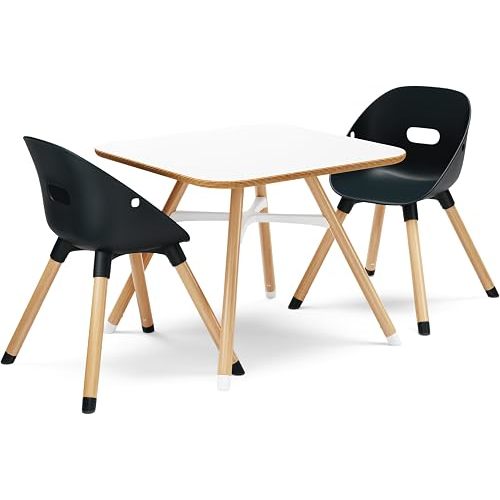 Lalo The Play Kit, Wood Toddler Table and 2 Chairs Set, Easy to Clean
