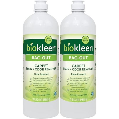 Biokleen Bac-Out Stain Remover for Clothes - 2 Pack - Enzymatic, for Laundry, Diapers, Wine, Carpets, & More, Eco-Friendly, Plant-Based, 32 Ounces