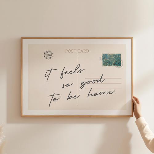 Feels So Good To Be Home Van Gogh Vintage Postcard Poster Trendy Apartment Aesthetic Bar Cart Decor Horizontal Print Postage Stamp Wall Art
