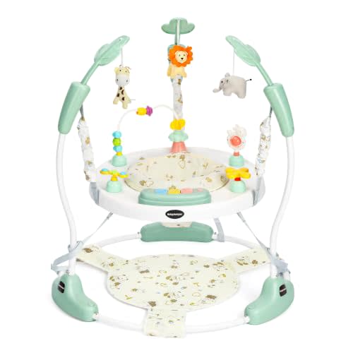 Kinder King Baby Activity Center, Music & Lights, Adjustable Heights, Green | Baby Jumper with 360° Rotating Seat, Infant Play Table w/Detachable Interactive Toys, Gift, Ages 6 Months +